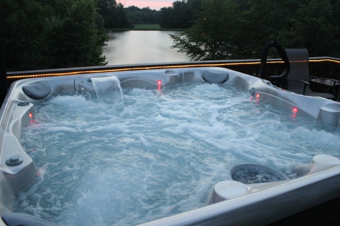 Hot Tub with Lake view at Docs Lakeside Cabin